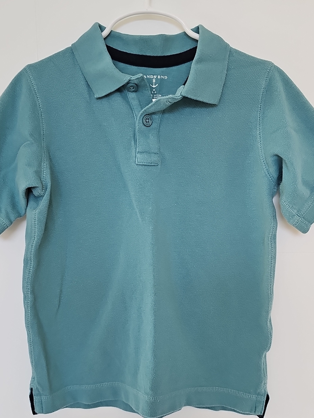 Lands' End Boys Teal Green Pique Polo Sz M 5-6